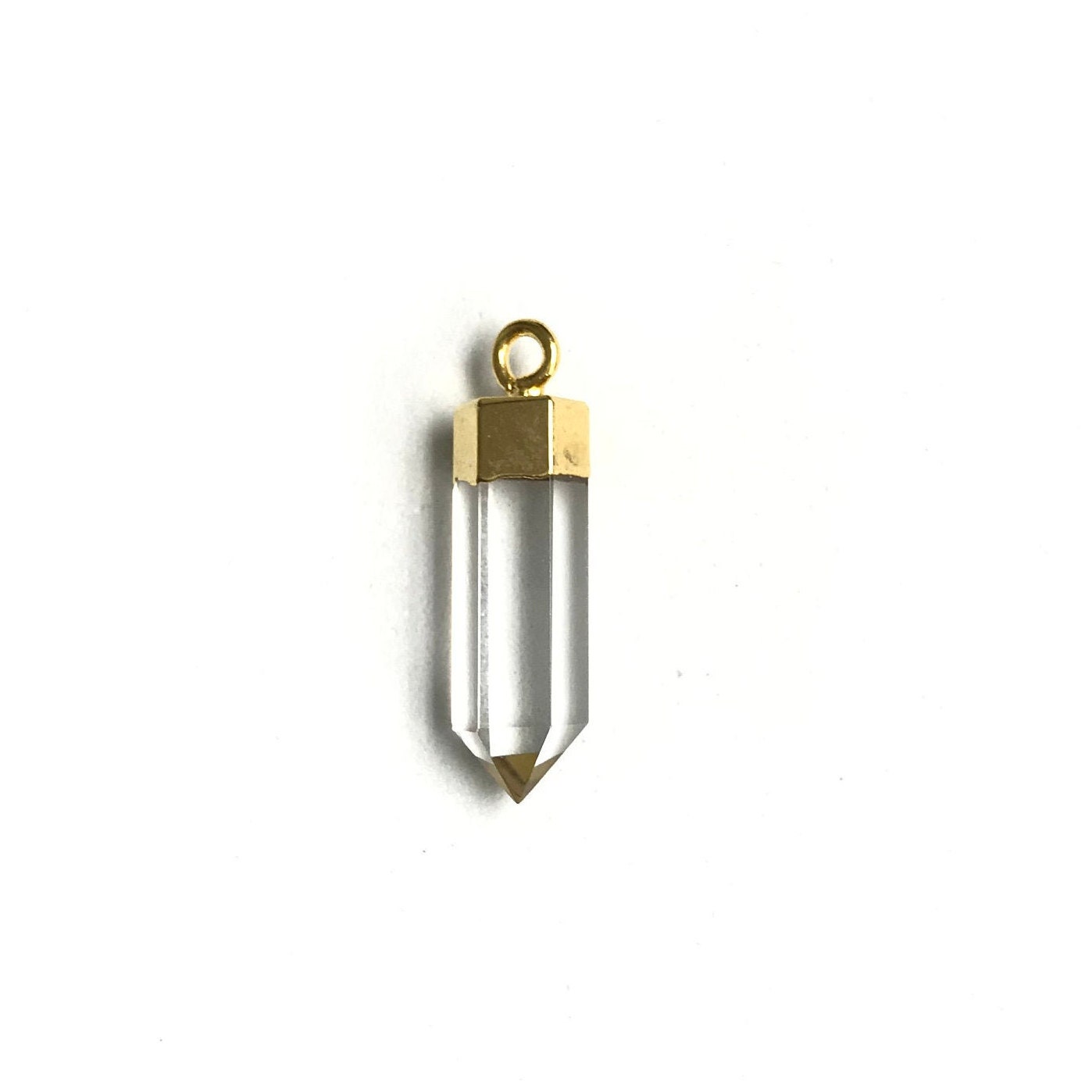 Crystal Quartz Spike Bullet Pencil Shape Electroplating Pendant