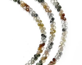 AAA+ Multi Rutile Quartz 5mm Faceted Heart Shaped Briolettes 8" Bead Strand- Jewelry Making Supplies