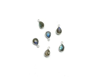 Labradorite Heart Shape Pendant 6x8mm Pear Shape Sterling Silver Charm Pendant - Jewelry Making Supplies