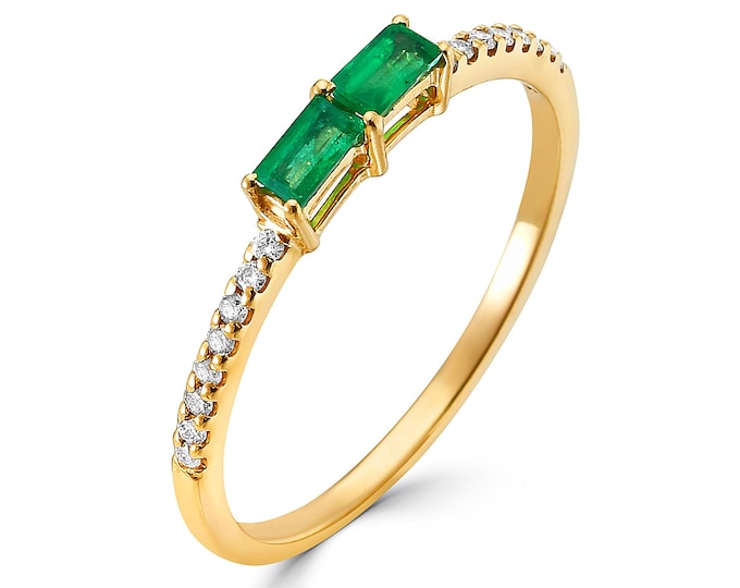 Emerald Twin Bar Ring