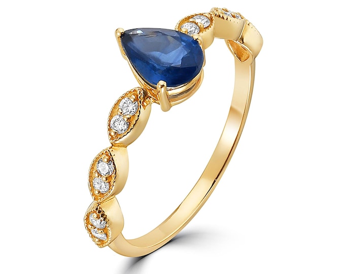 Sapphire Pear Ring