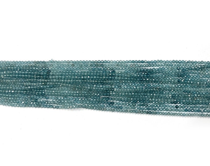 Genuine Natural Blue Zircon Faceted Rondelle Beads 2MM Gemstone Loose Beads Faceted Loose Gems - 13 inches strand- Jewelry Making Supplies