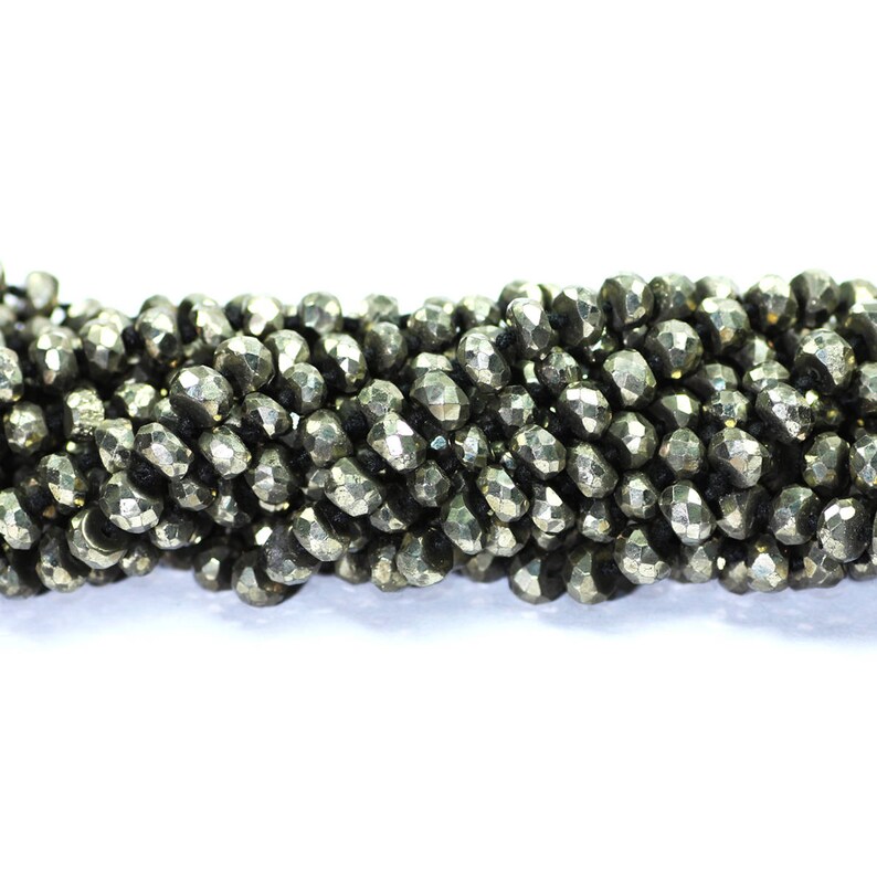Pyrite Gemstone Faceted Rondelle Beads 3-4 MM 13 inch Strands