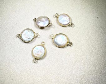 12mm Freshwater Pearl Gold Plated Connector: Pendant or Earring