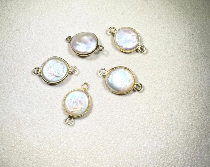 12mm Freshwater Pearl Gold plated Round Connector, Pendant Earrings Pearl Connector