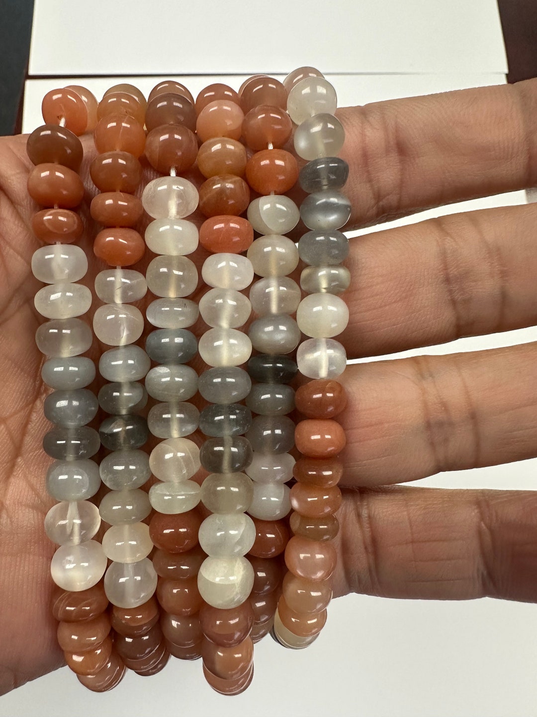 Natural Multi Moon Stone 8mm Smooth Moon Stone Rondelle Beads Special 0 ...