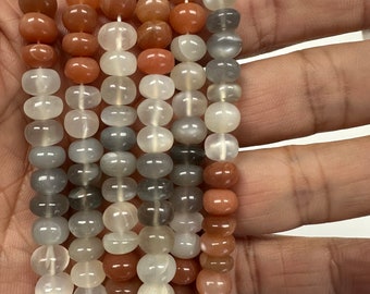 Natural Multi Moon Stone 8mm Smooth Moon Stone Rondelle beads special 0.8mm whole AAA quality jewelry making supplies
