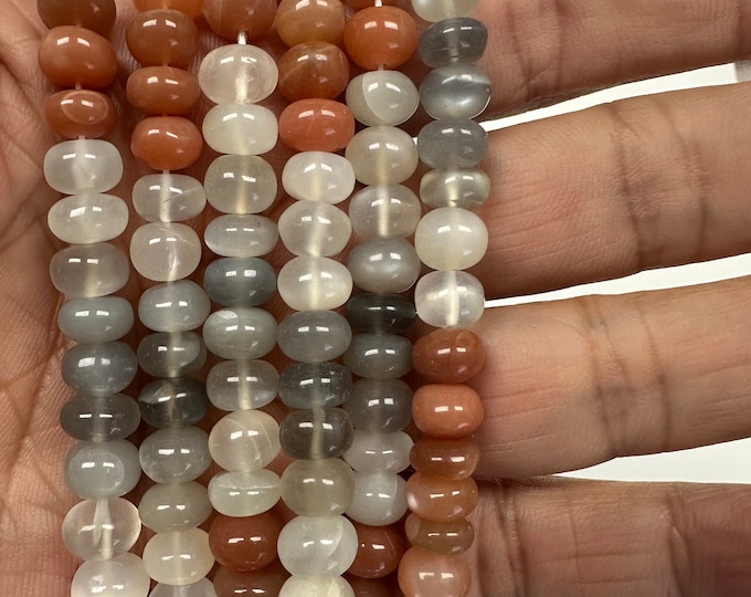 Natural Multi Moon Stone 8mm Smooth Moon Stone Rondelle beads special 0.8mm whole AAA quality jewelry making supplies