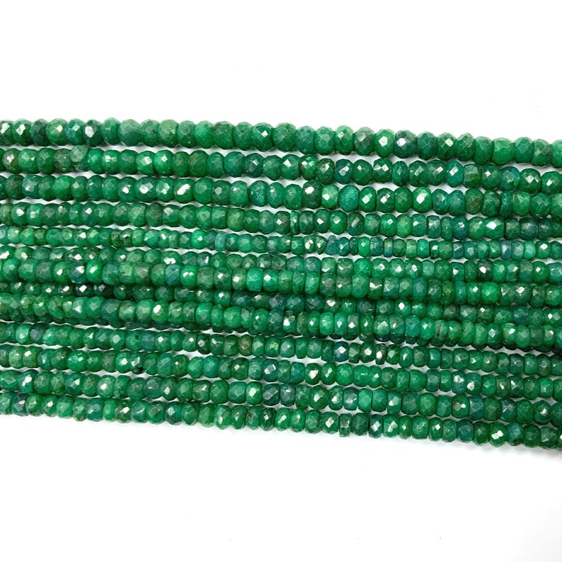 Treated Emerald Gemstone Rondelle Faceted 3MM 13 inches strand 4MM Beads