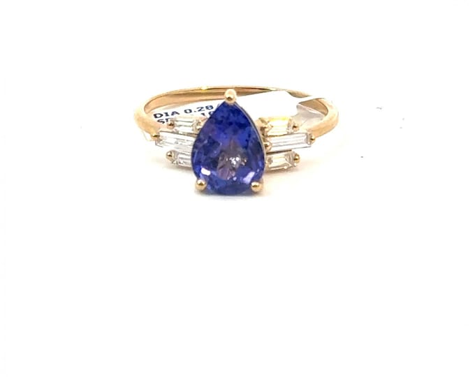 Pear Tanzanite Halo Ring, 14K Gold Split Shank Ring, Tanzanite Diamond Halo Ring, December Birthstone, Engagement Ring