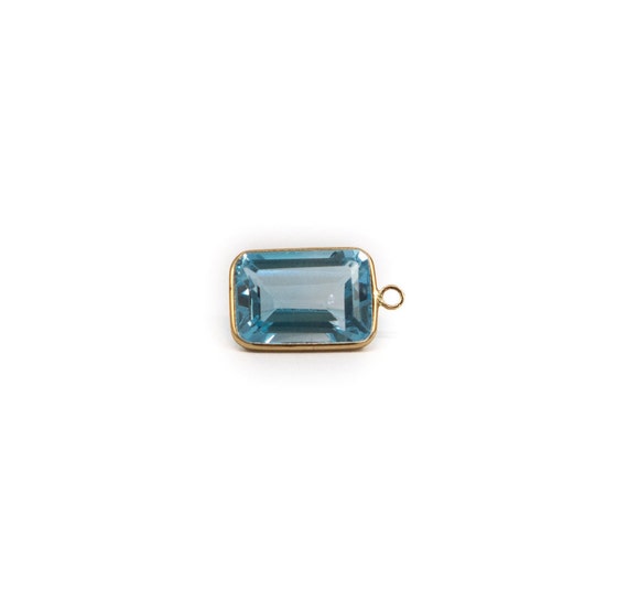 Blue Topaz Rectangle Shape 14K Gold Bezel 10x14 mm pendant | Etsy
