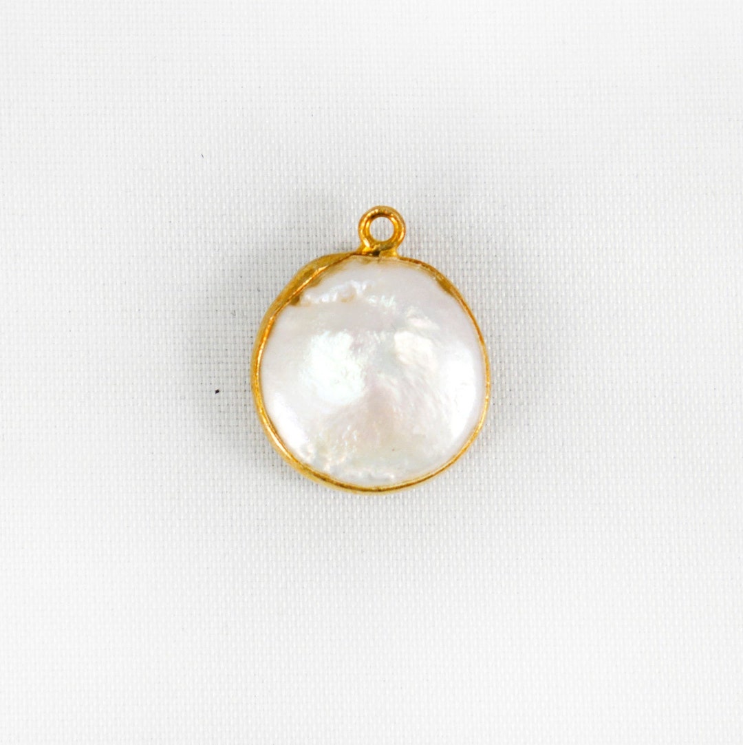 Freshwater Pearl Coin Shape 15mm Pendant Charm Jewelry Making - Etsy