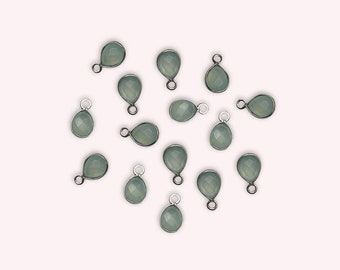 Chalcedony Pear Pendant: Sterling Silver Faceted Charm (6x8mm)