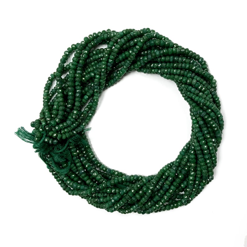 Treated Emerald Gemstone Rondelle Faceted 3MM 13 inches strand 4MM Beads
