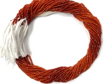 AAA Natural 2.5MM Carnelian Untreated Gemstone Faceted Round Beads -Natural Red Orange Shaded Gemstone 13" Strand- Jewelry Making Supplies