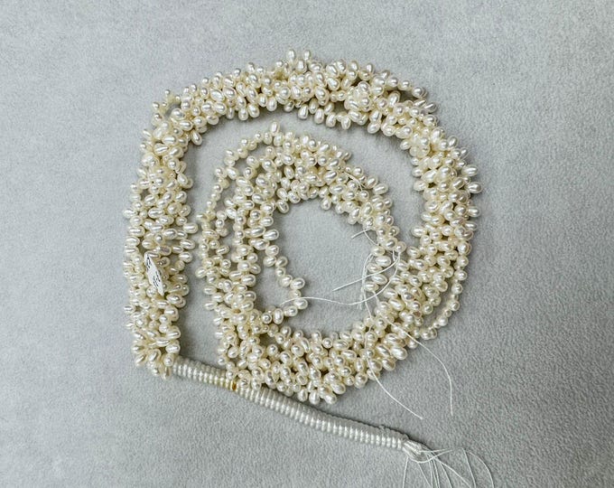 Small Freshwater Pearl Tear Beads - Natural White & Cream Mix 3x5mm
