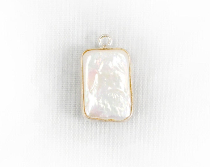 Freshwater Pearl Cushion Shape 12-16mm Silver Pendant Charm- Jewelry Making Supplies