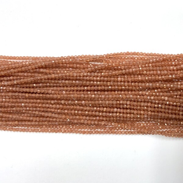 Natural Sun Stone Untreated Gemstone Round 2MM Beads -13 inches strands- Jewelry Making Supplies