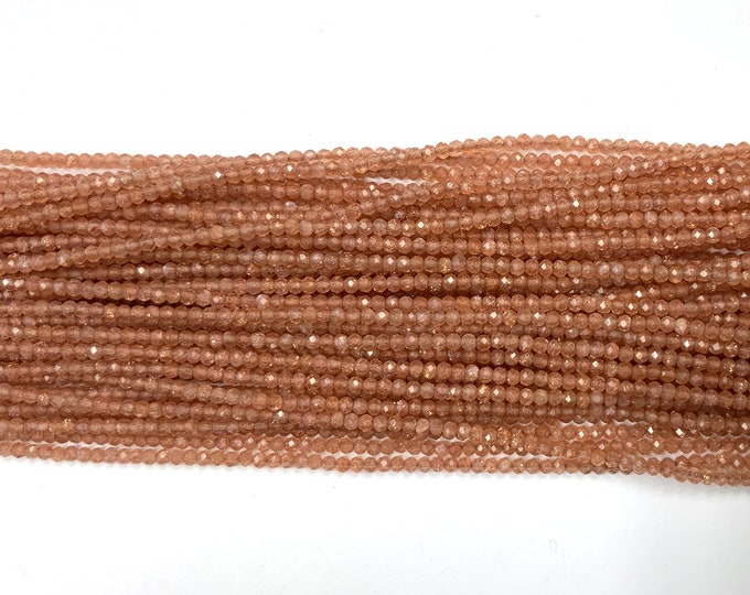 Natural Sun Stone Untreated Gemstone Round 2MM Beads -13 inches strands- Jewelry Making Supplies