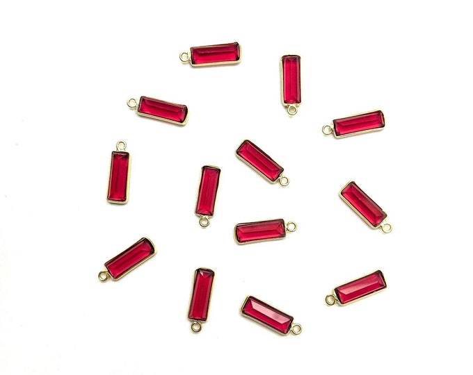 5x15mm Rectangle Shape Hand Made Tourmaline Quartz Vermeil Cute Red Quartz Pendant