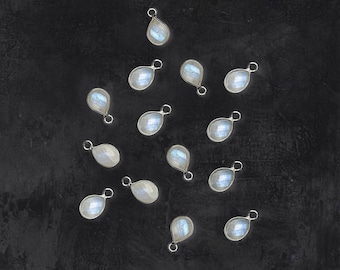 6x8mm Pear Shape Opalite Faceted Gemstone Pendant Handmade Sterling Silver Charm Pendant