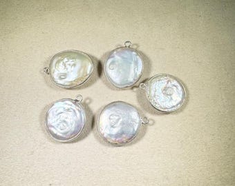 Freshwater Pearl 925 Silver Bezel Pendant - 18mm Jewelry Making Supplies