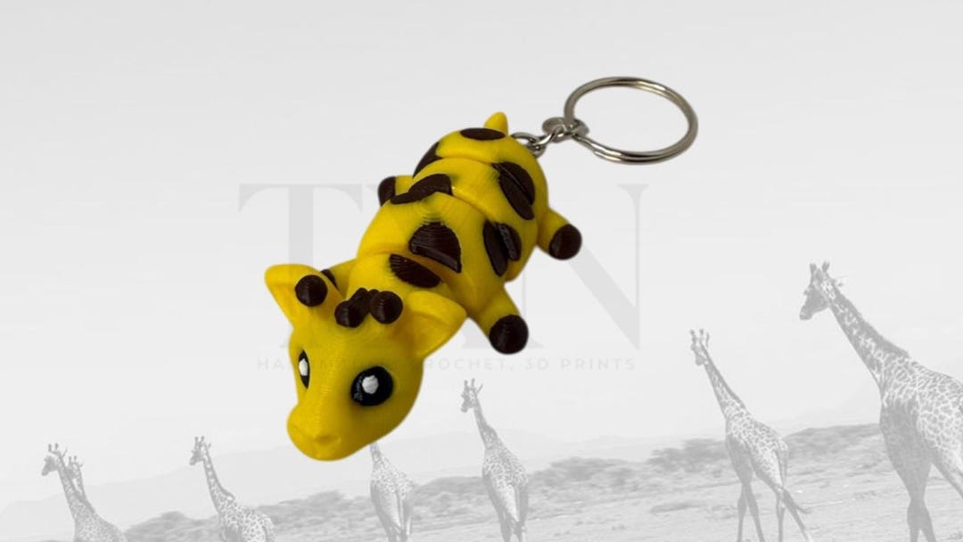 3D Printed Articulated Giraffe Keychain Flexible Desk Toy, Safari ...