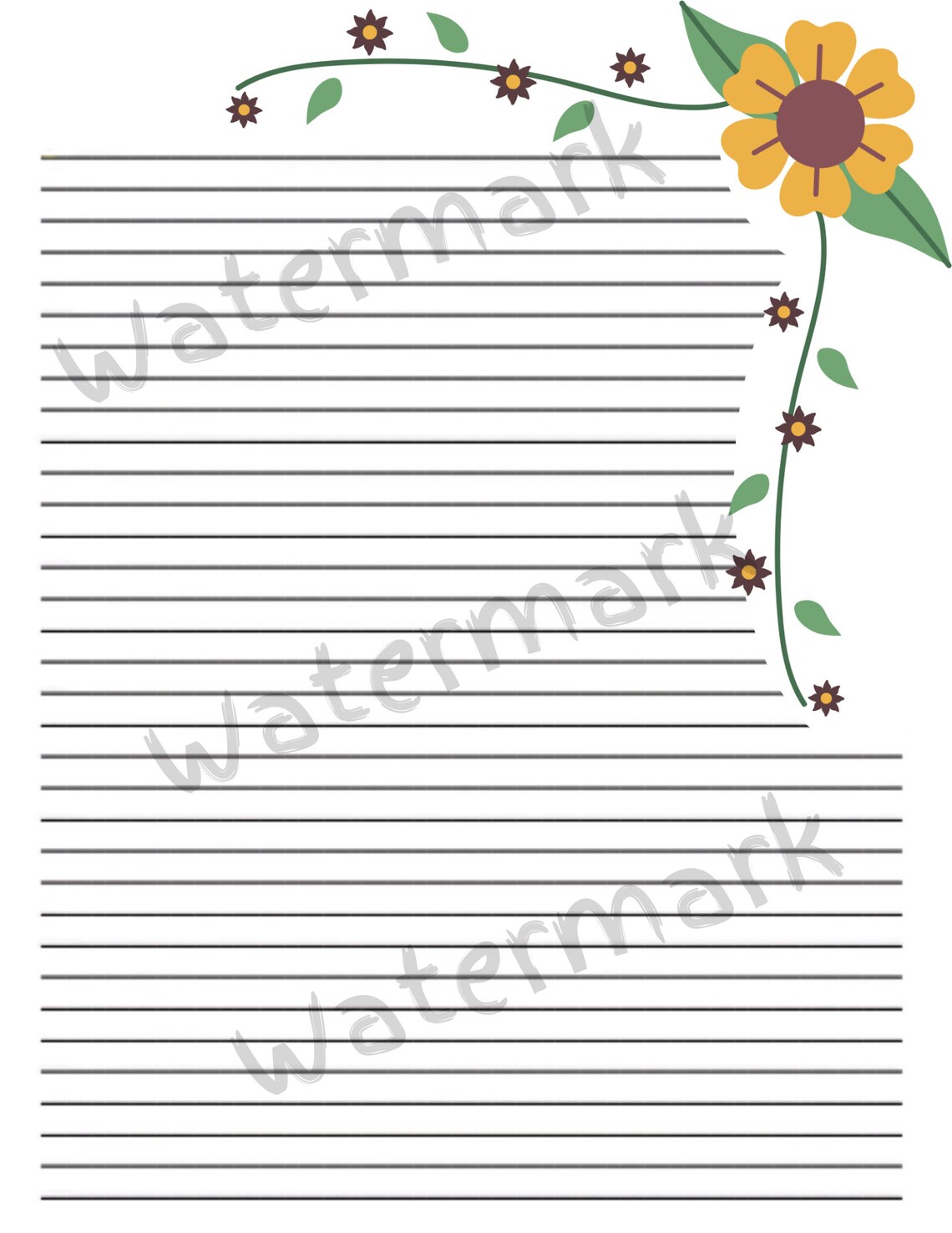 Printable Sunflower Letter Writing Paper Pack Digital - Etsy