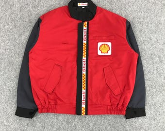Vintage 90s Shell Racing Team Bomber Jacket - Size Large - Etsy