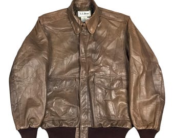Vintage 90/80 L.L Bean Leather brown Bomber jacket