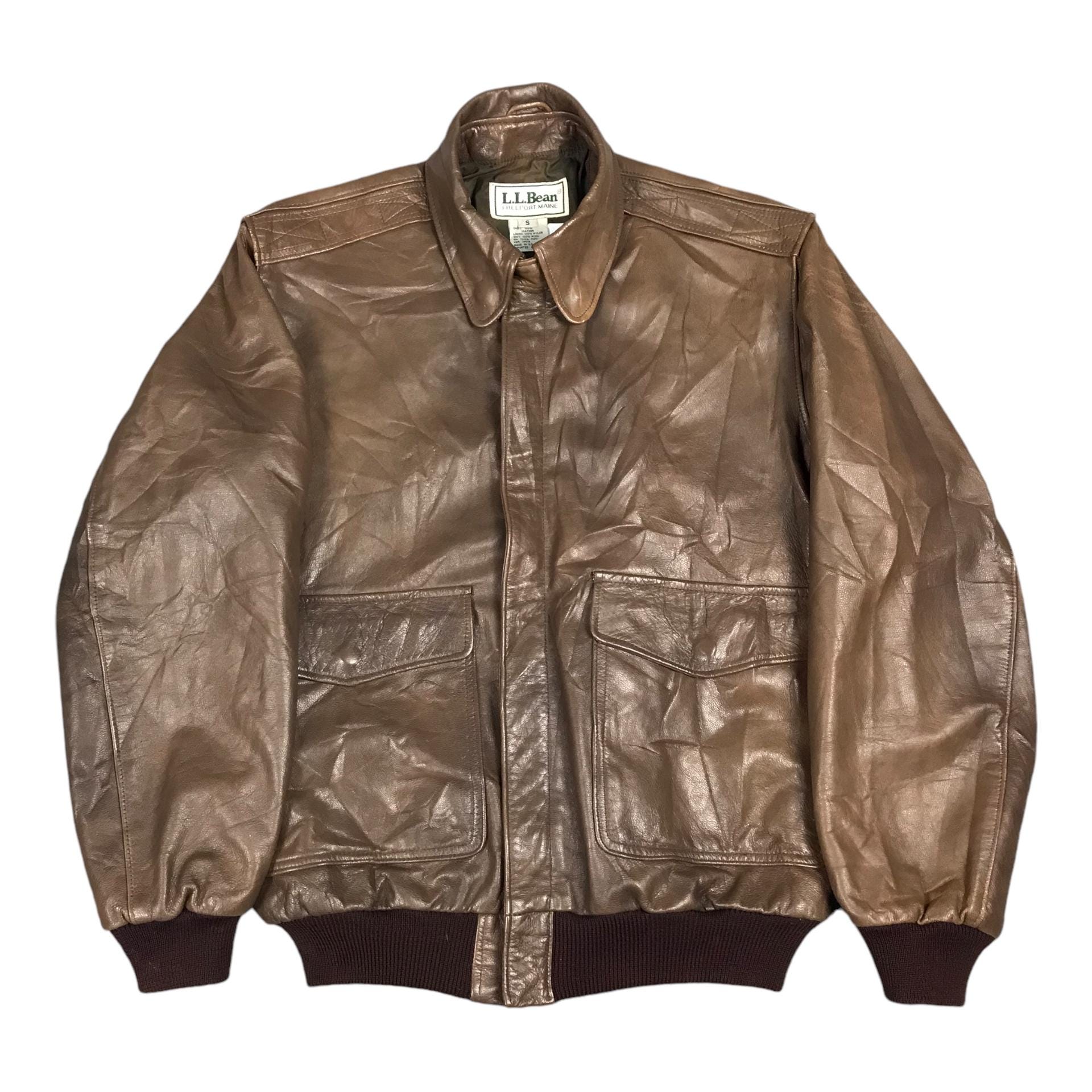 Vintage 90/80 L.L Bean Leather Brown Bomber Jacket - Etsy