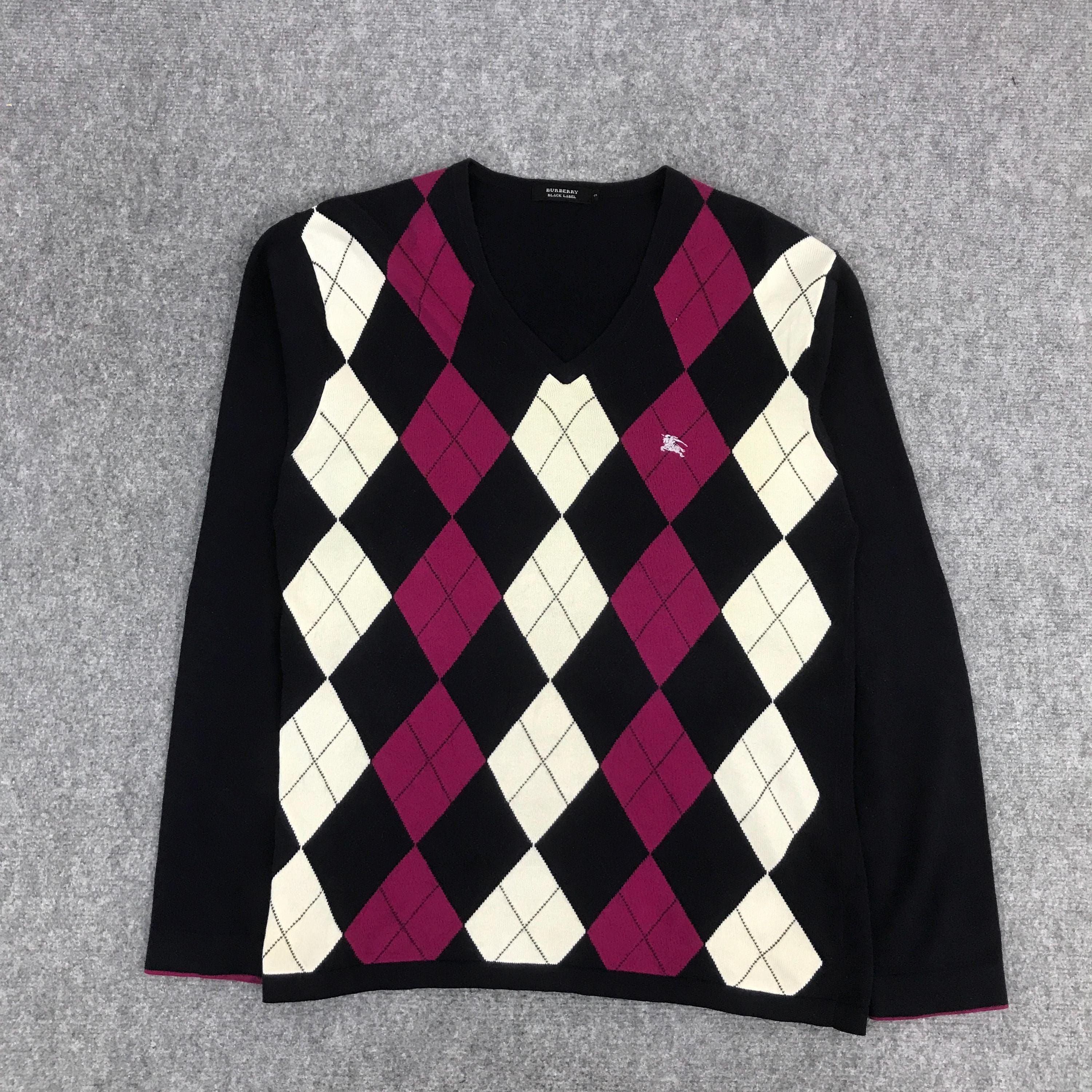 トップス BURBERRY BLACK LABEL v-neck wool knit Vintage Burberry Black Label V- Neck Knitwear Sweatshirt - Etsy Israel