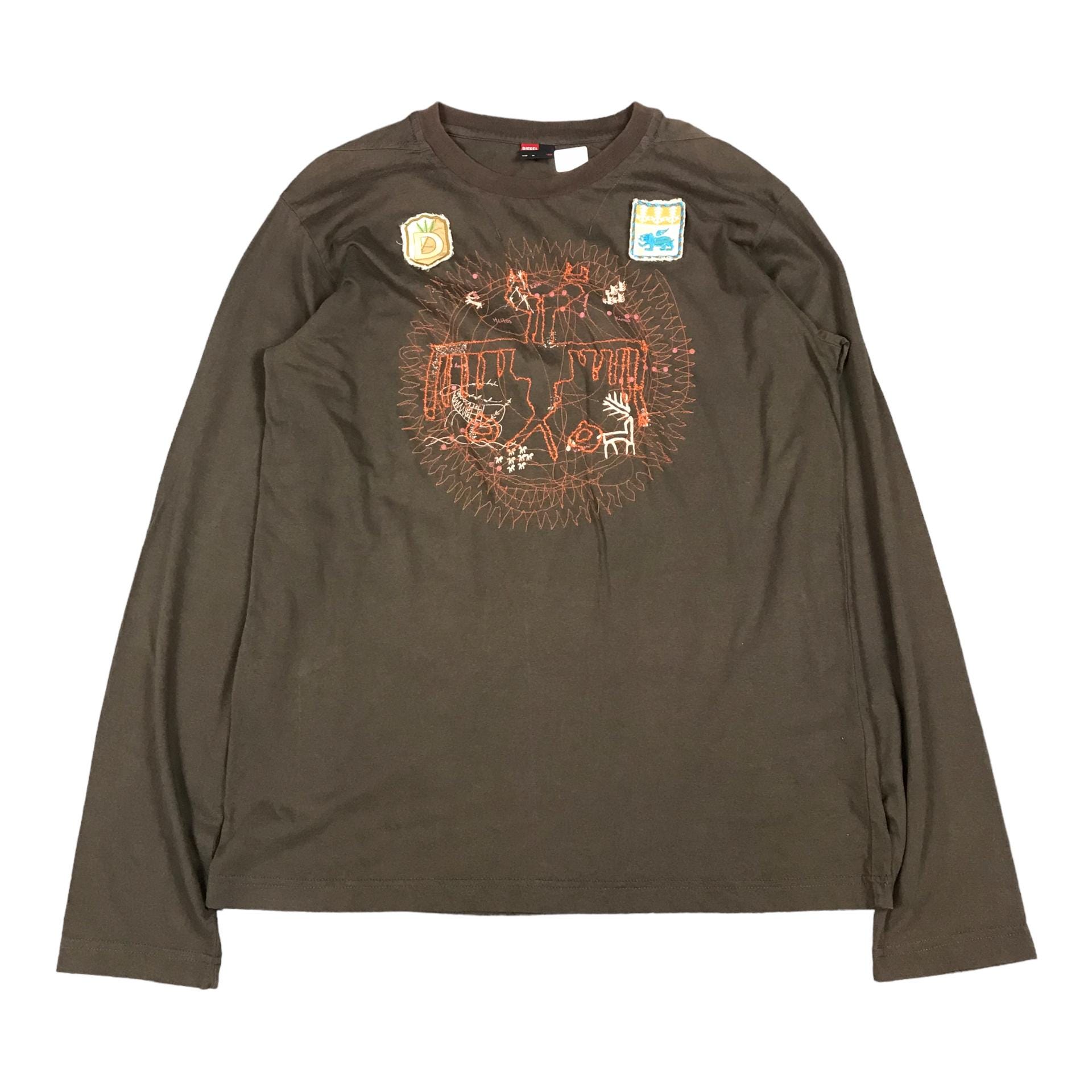 Vintage Diesel Long Sleeve Tshirt Brown Rare Denim - Etsy