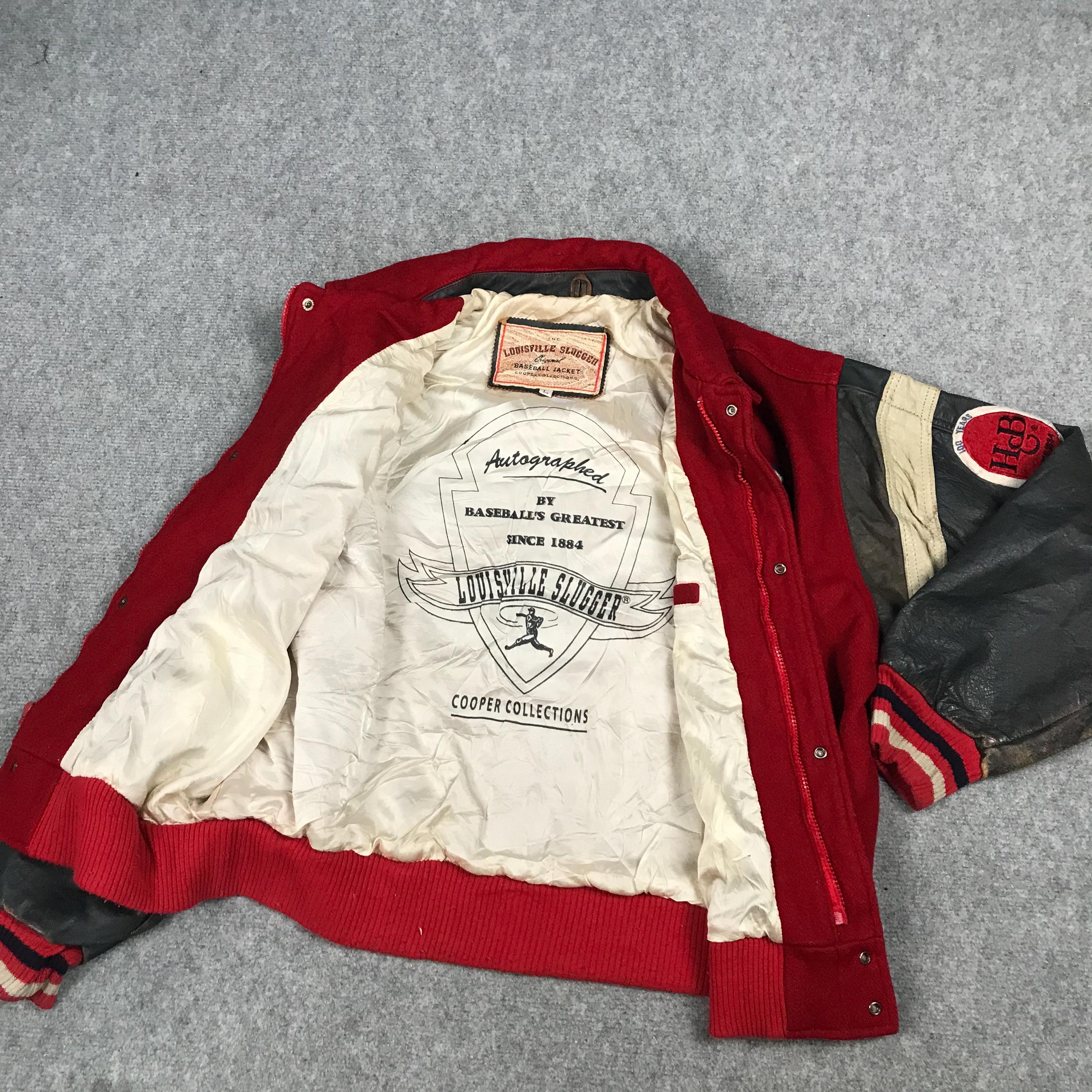 Vintage Louisville Slugger Baseball Varsity Sleeve Leather Jacket 
