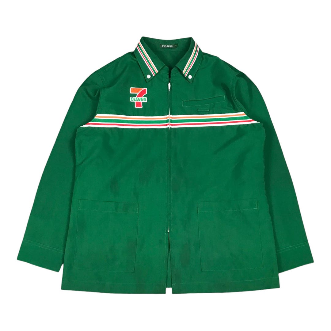 Vintage 7 Eleven Japan Uniform Work Jacket Green Embroidery