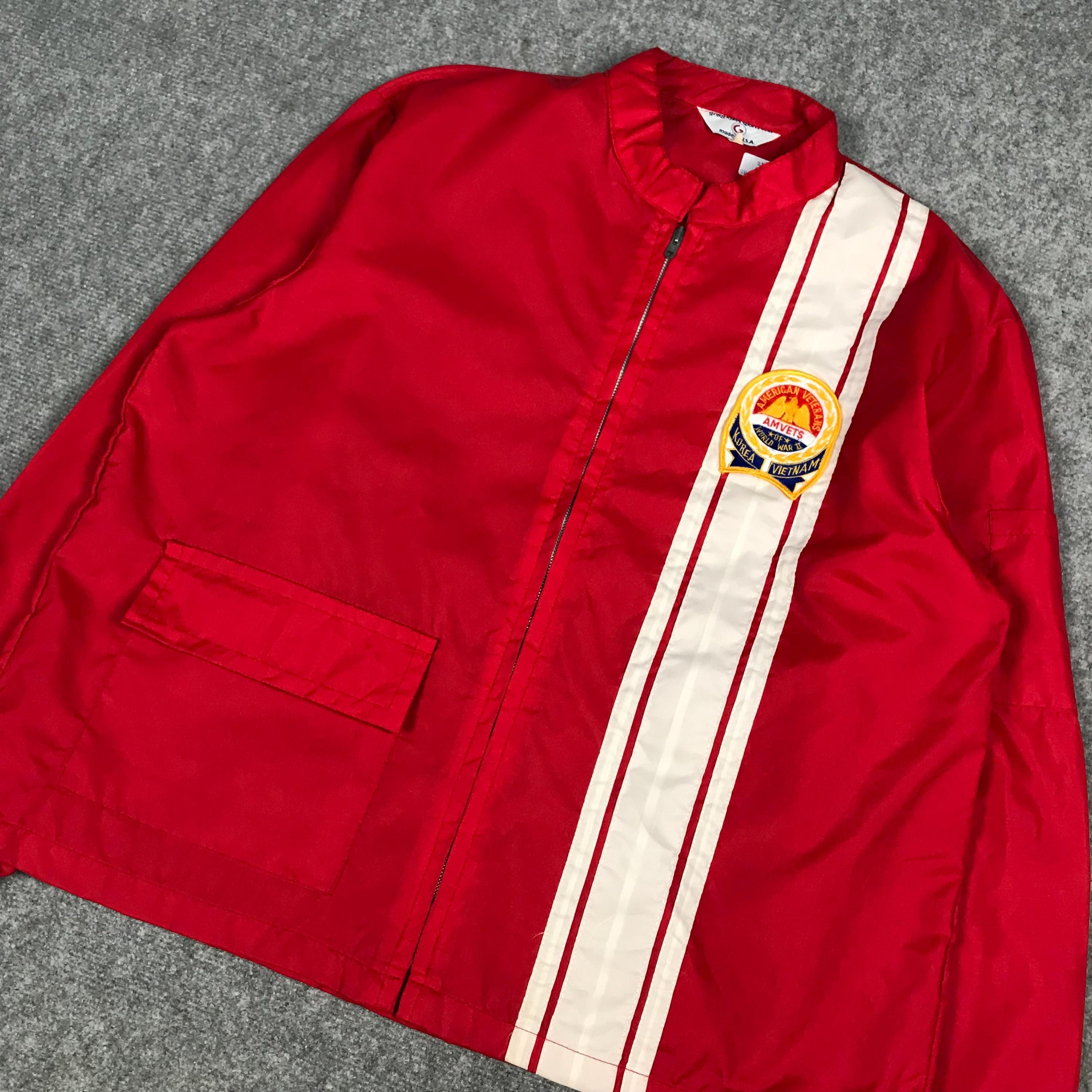 Vintage American Veterans Korea Vietnam Light Jacket Racing
