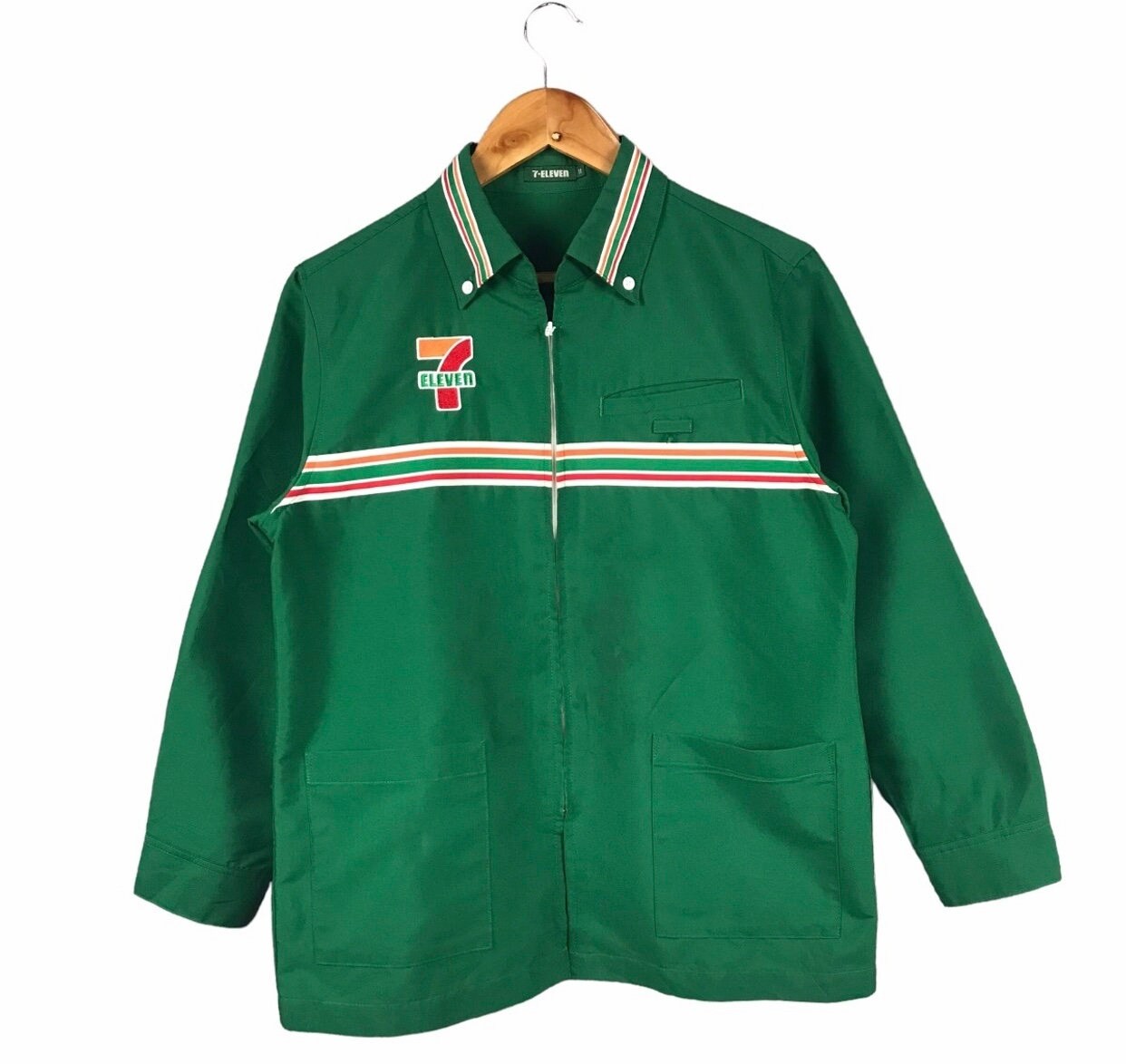 Vintage 7 Eleven Japaners Green Zipper Jacket Japan Jacket Zipper