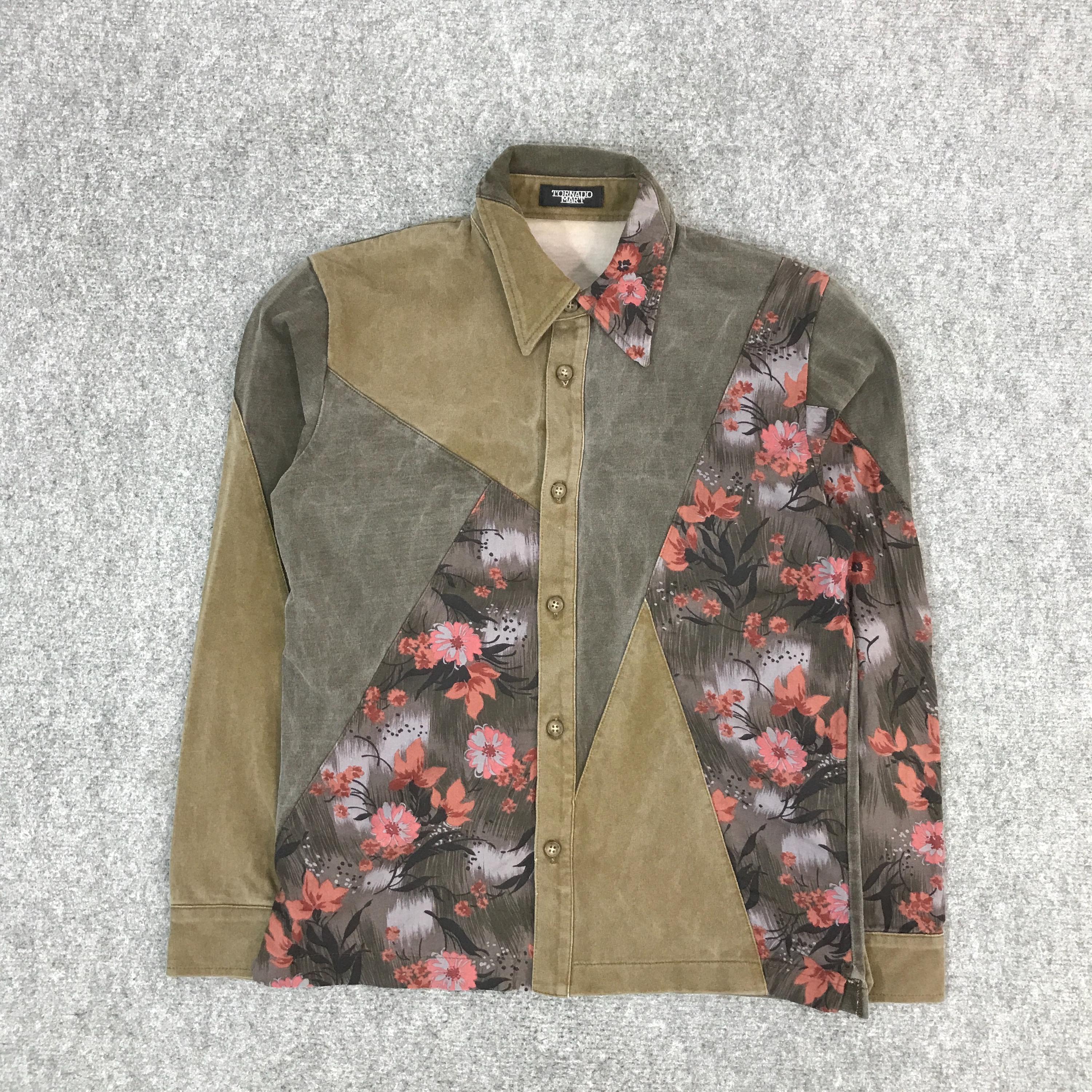トップス Tornado mart flower wrinkled shirt emo Tornado mart floral pattern - Gem