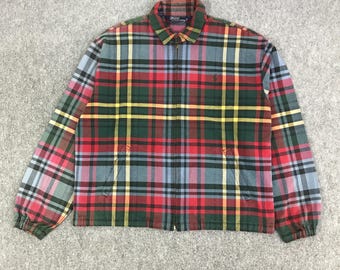 Vintage Polo Ralph Lauren Harrington Tartan Multicolou zipper Jacket