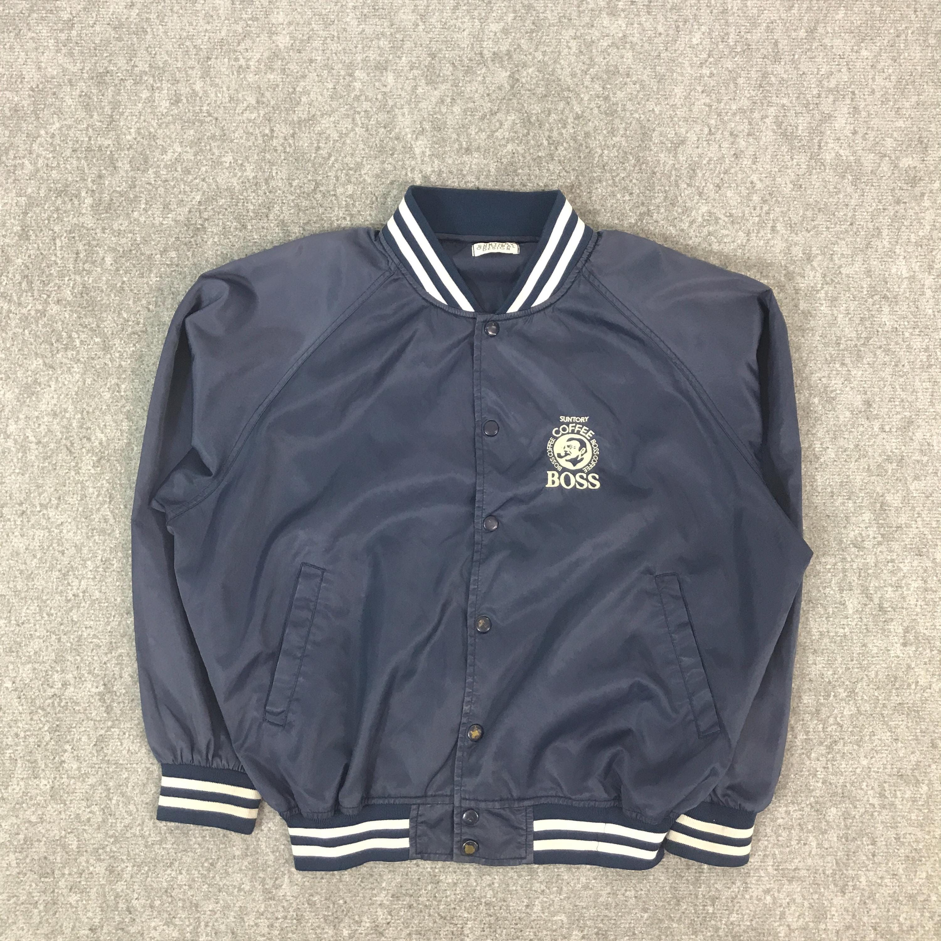 SUNTORY ORIGINAL DESIGN スタジャン ブルゾン 紺 Vinatge Boss Coffee Suntory Original Design Snap Button Jacket - Etsy