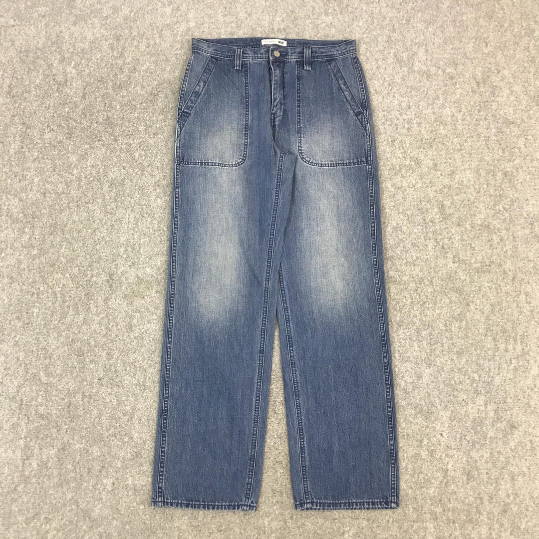 ゆ*様 2000s archive old uniqlo buggy pants Vintage JW Anderson X Uniqlo Baggy Denim Jeans Pants - Etsy