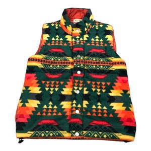 Vintage Navajo flerfärgad global arbetsväst i fleece