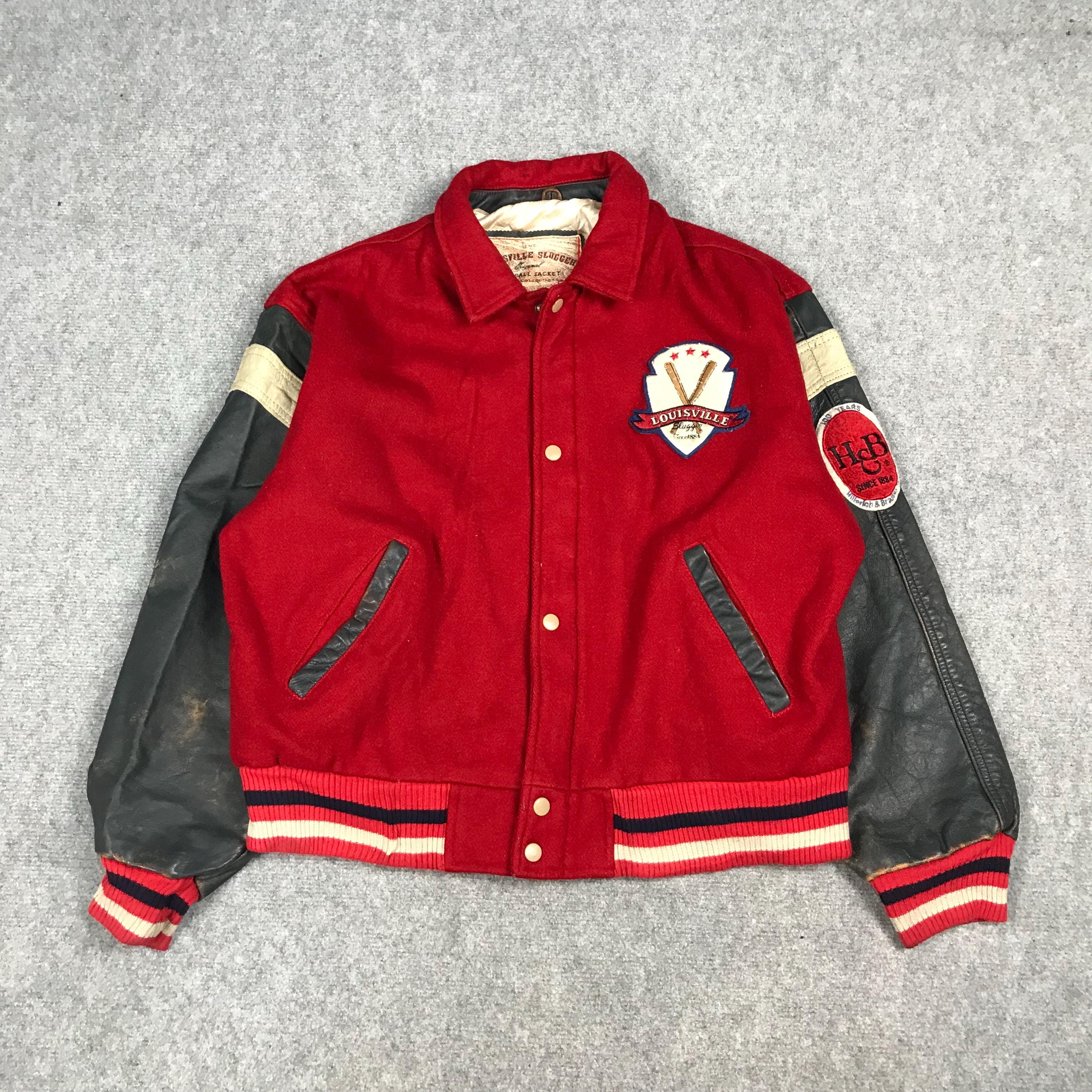 Vintage Louisville Slugger Baseball Varsity Sleeve Leather Jacket