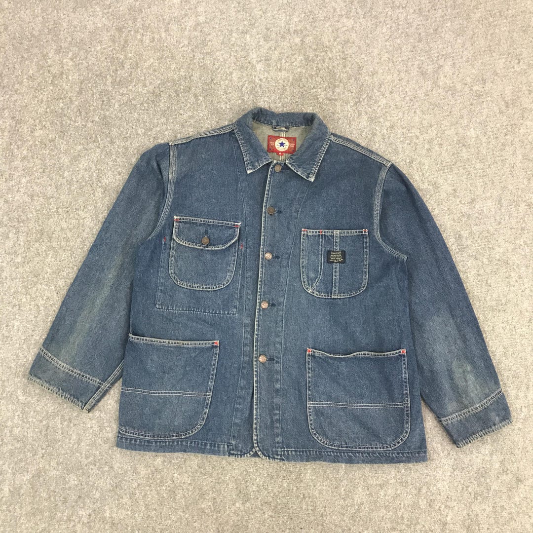 Vtg Converse All Star Denim Button Chore Coat Jacket - Etsy