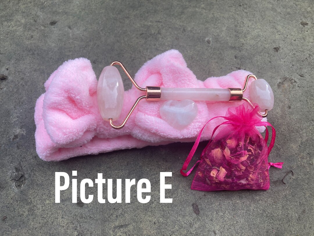 Rose Quartz Facial Roller Gift Set With Rose Quartz Heart Etsy