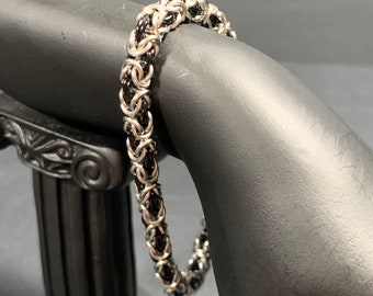 Stainless Steel and Enameled Copper  Byzantine Chainmail Bracelet