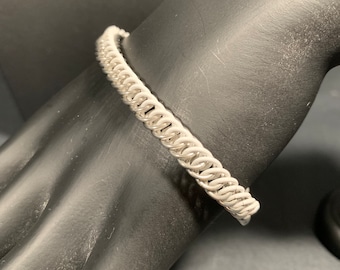 Bracelet demi-cotte de mailles persan en cuivre émaillé blanc et acier inoxydable