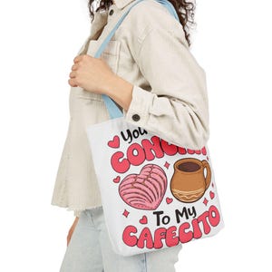 Sweet Mexican Pastry and Coffee Tote, Valentines Canvas tote, Book Club Bag, Coffee Date bag, Cafe Y Chisme Bag, Pink Valentines, Pink Girl