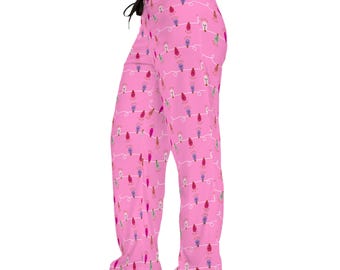 Pink Christmas Lights Pajama Pants: Women's Holiday Sleepwear