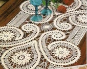Bruges lace runner crochet doily 26 inches 16 inches
